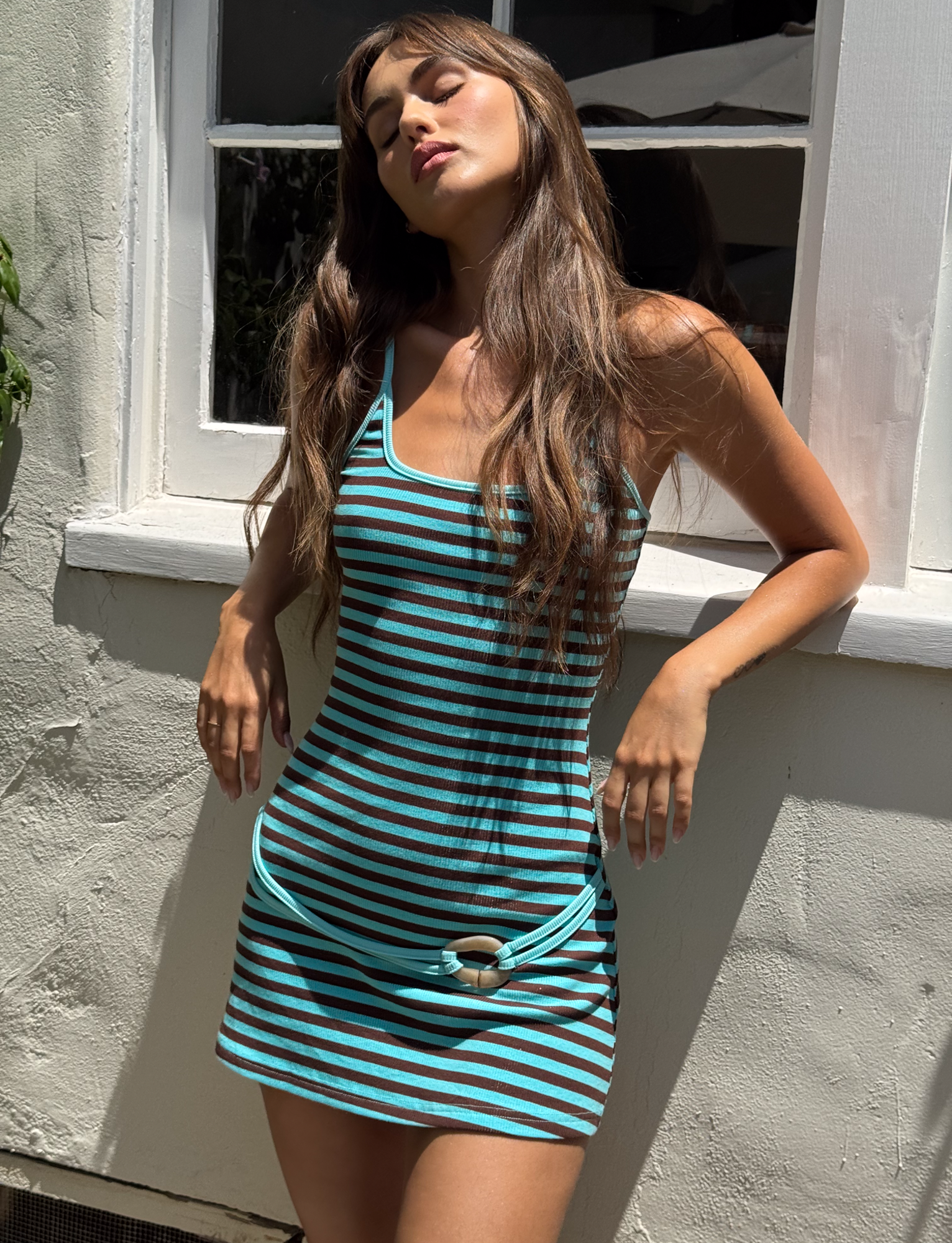 CELESTE MINI DRESS - BLUE STRIPE - Image 2