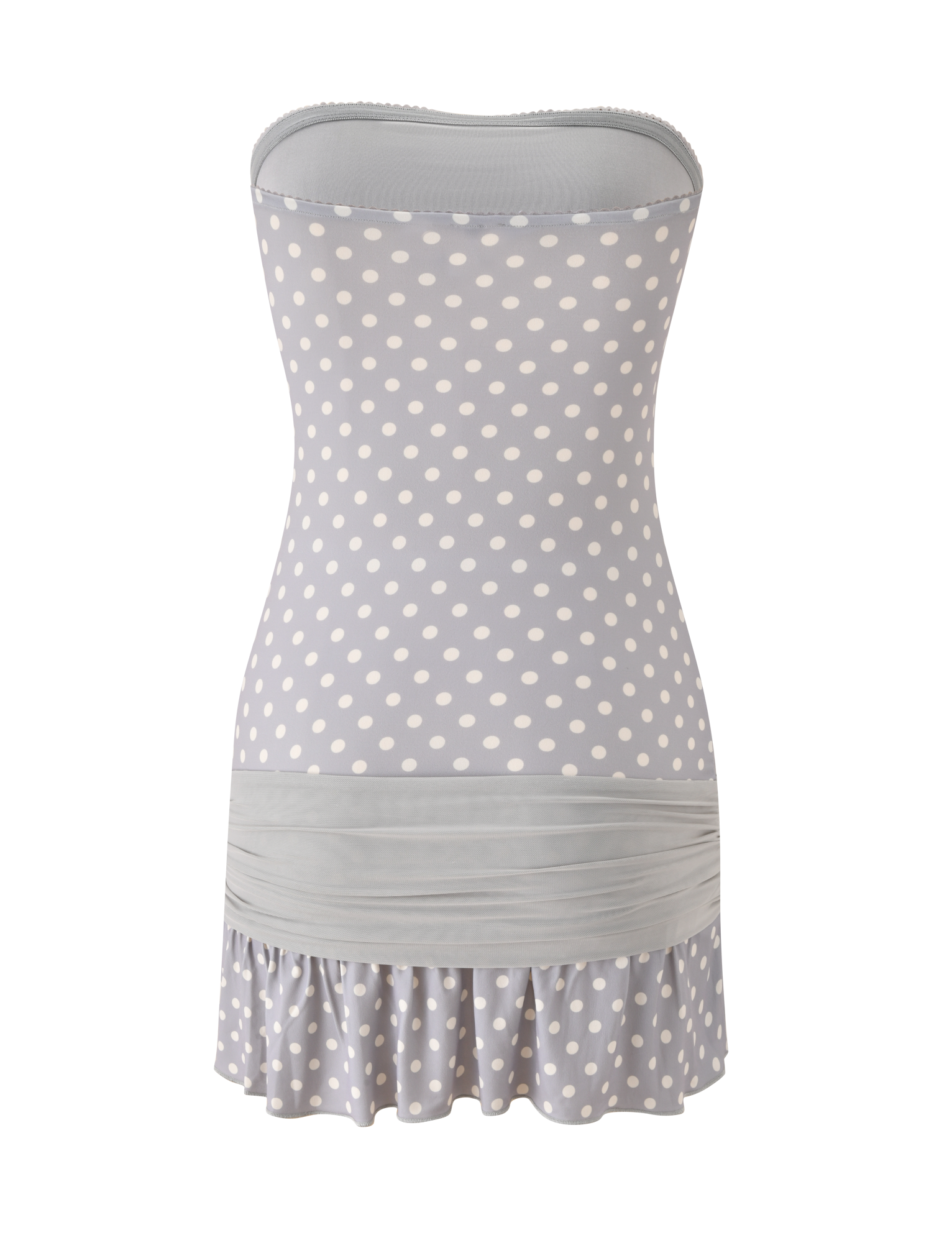 TOVE MINI DRESS - DOVE GREY AND CREAM DOT - Image 9