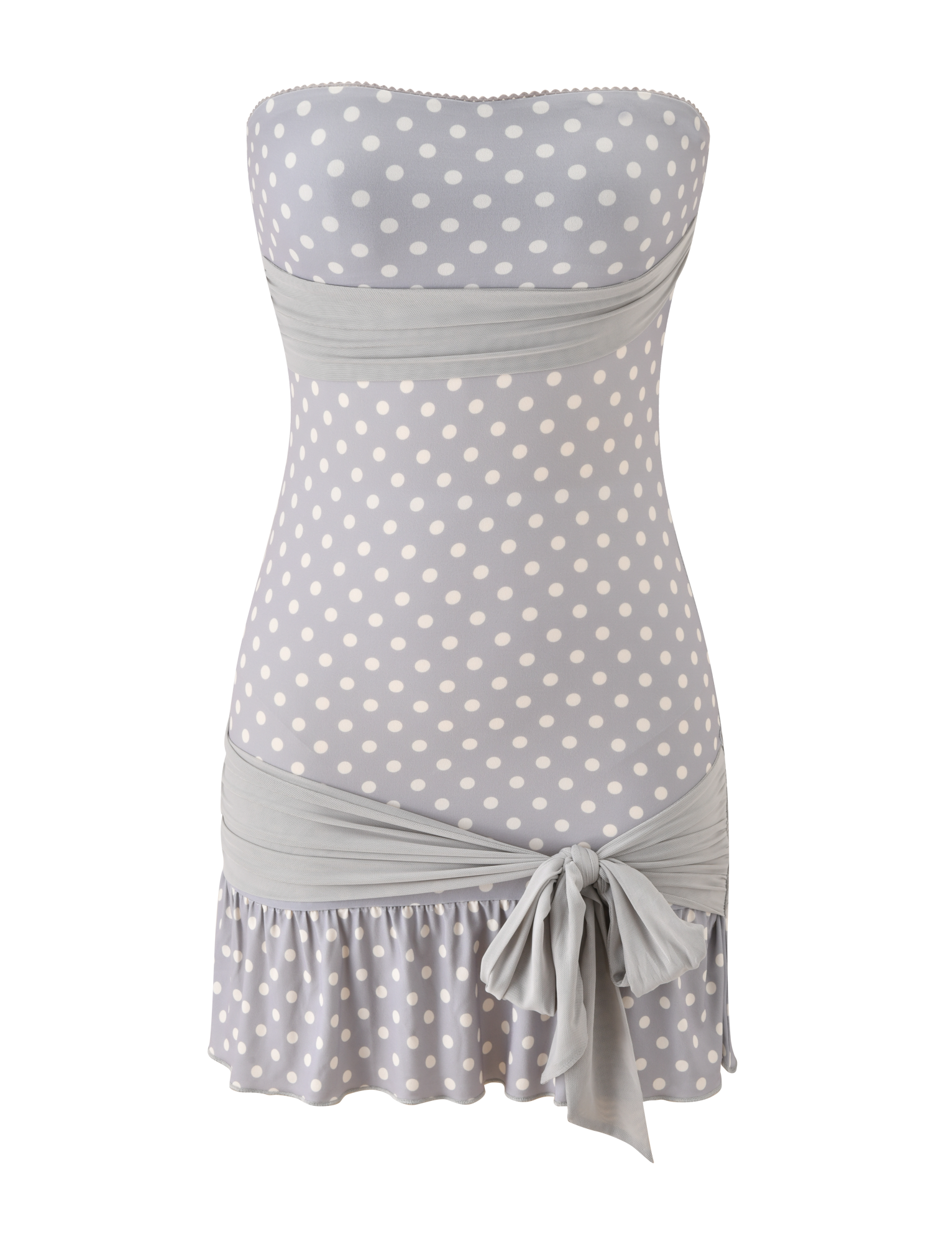 TOVE MINI DRESS - DOVE GREY AND CREAM DOT - Image 8