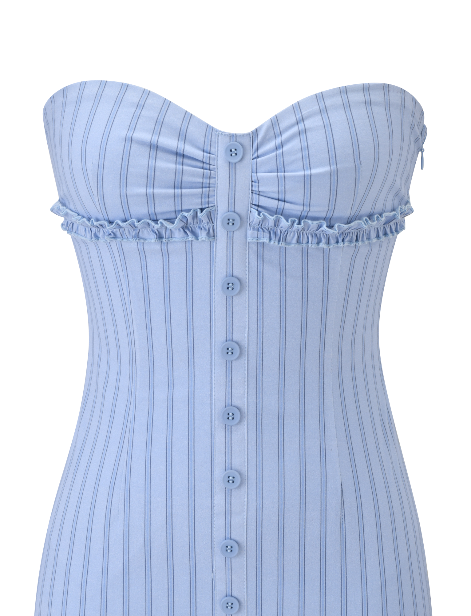 KITTIE STRAPLESS DRESS - BLUE STRIPE - Image 9