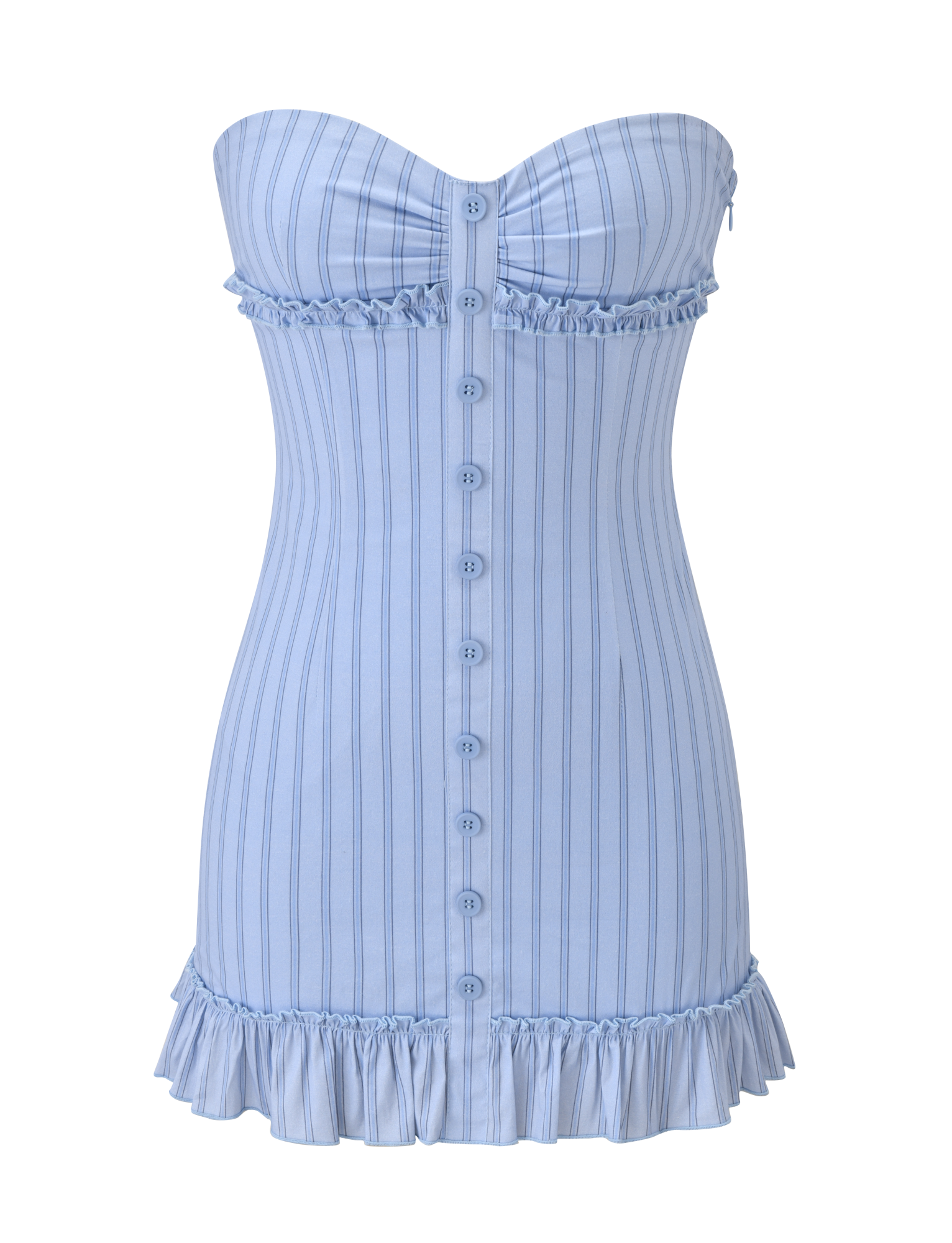 KITTIE STRAPLESS DRESS - BLUE STRIPE - Image 7