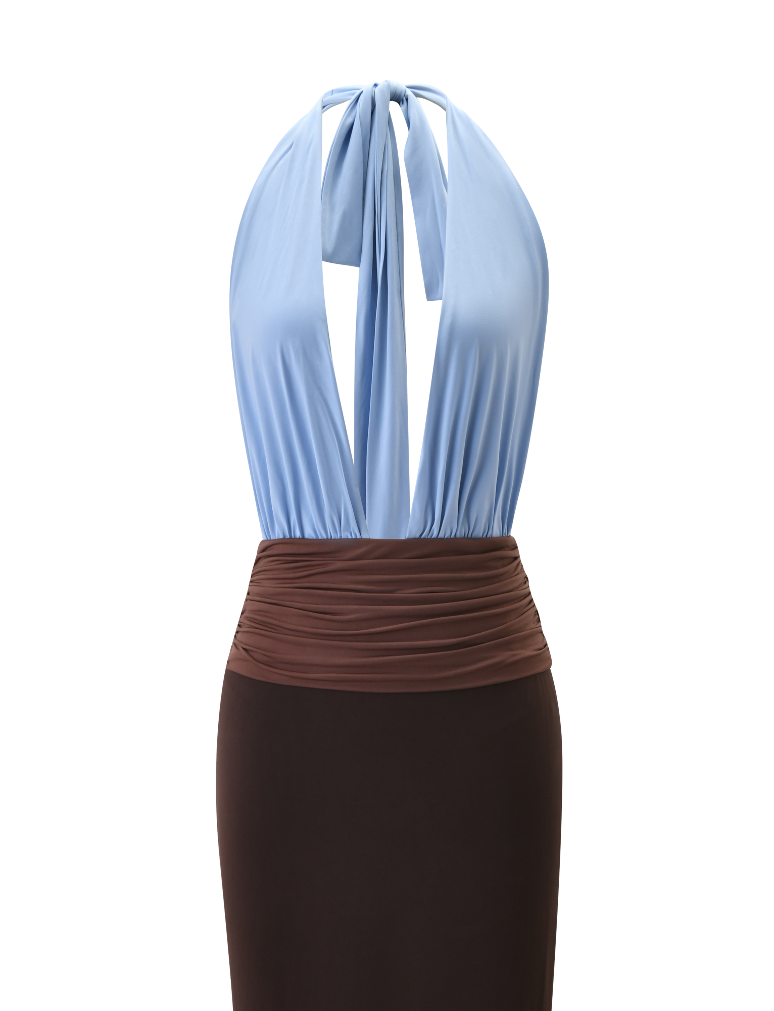 JENNI MAXI PLUNGE DRESS - BLUE/BROWN - Image 9