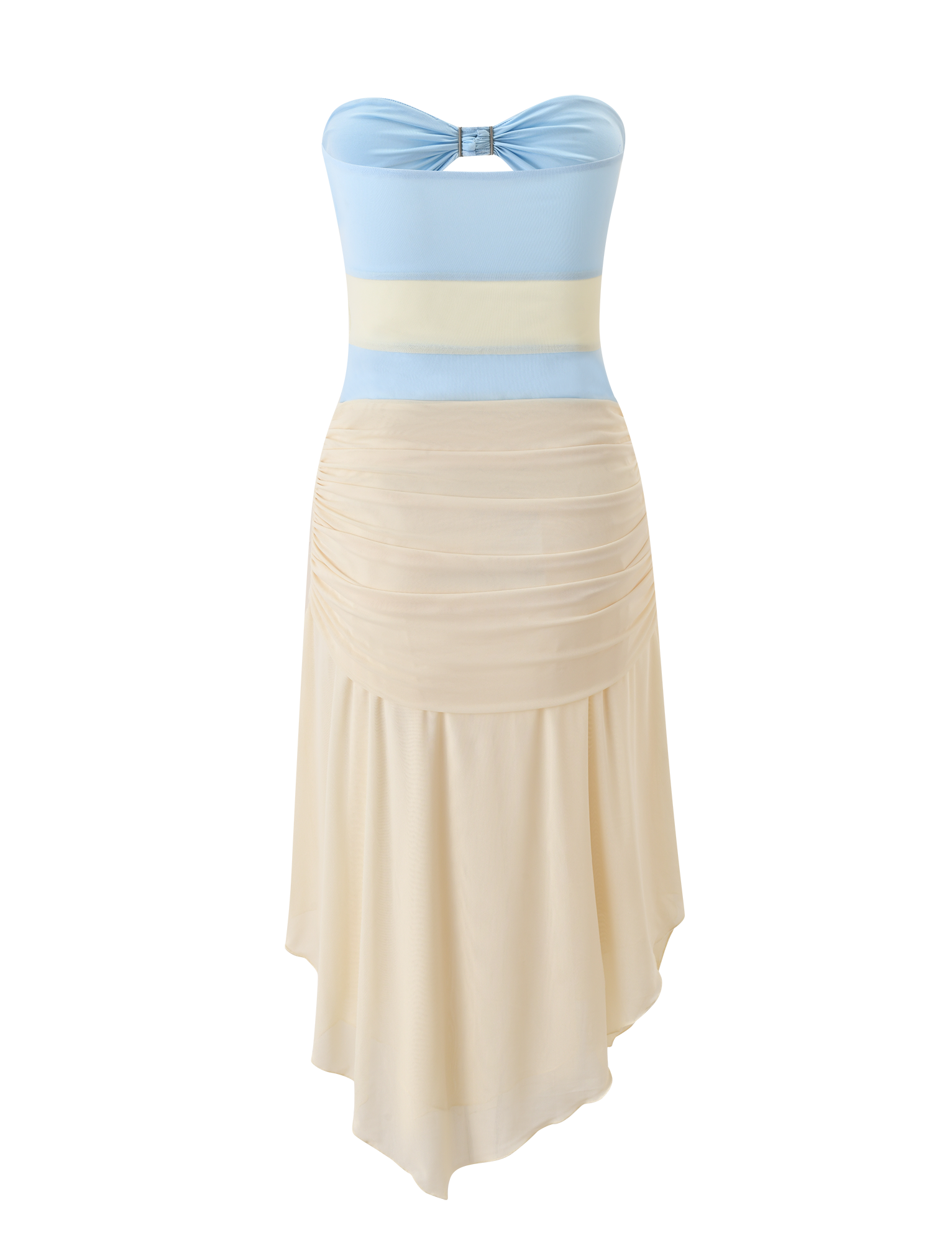 TWYLA MIDI DRESS - CREAM AND BLUE - Image 8