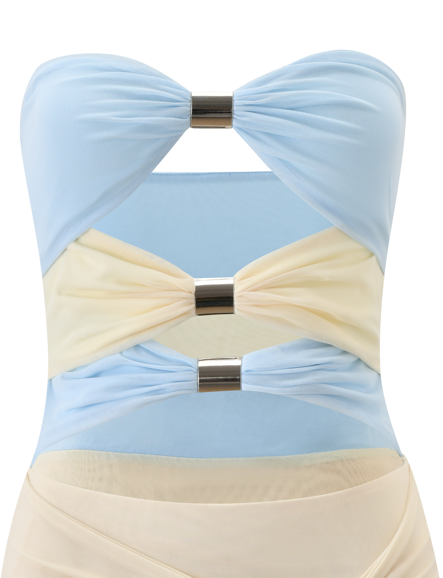 TWYLA MIDI DRESS - CREAM AND BLUE - Image 9