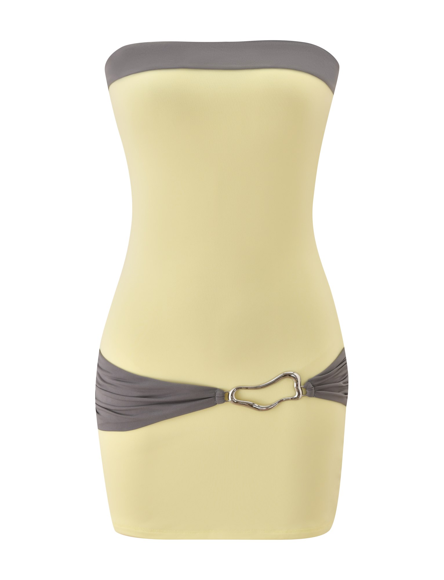EOS MINI DRESS - BUTTER YELLOW AND GREY - Image 7