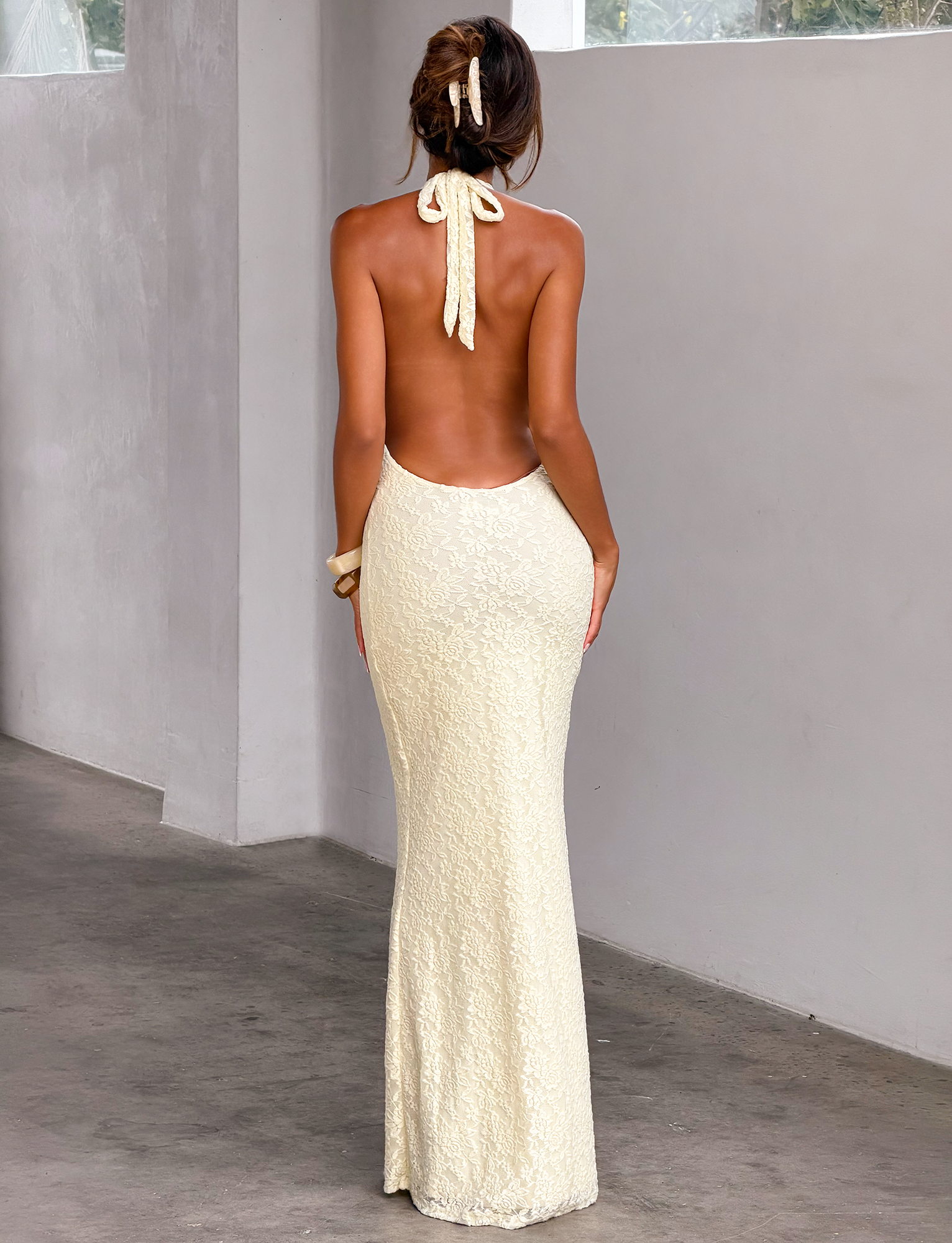MAVEN LACE MAXI DRESS - PASTEL YELLOW - Image 7