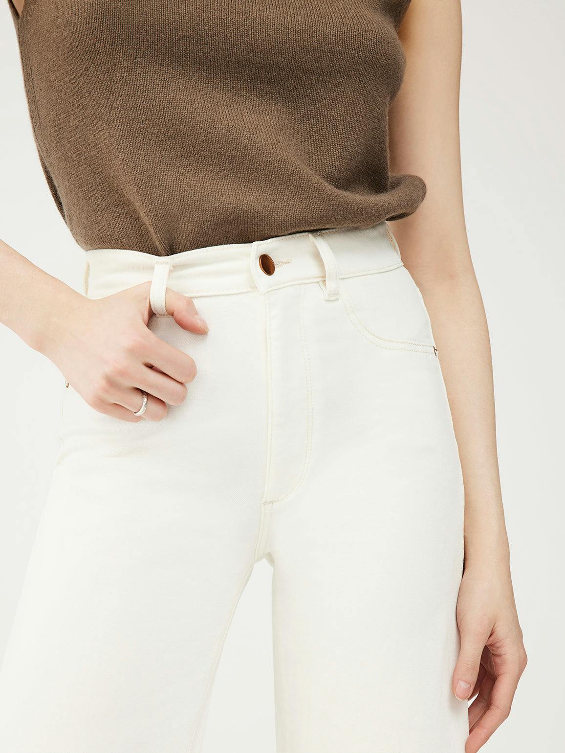 Hepburn Wide Leg High Rise Vintage Jeans | Eggshell - Image 10