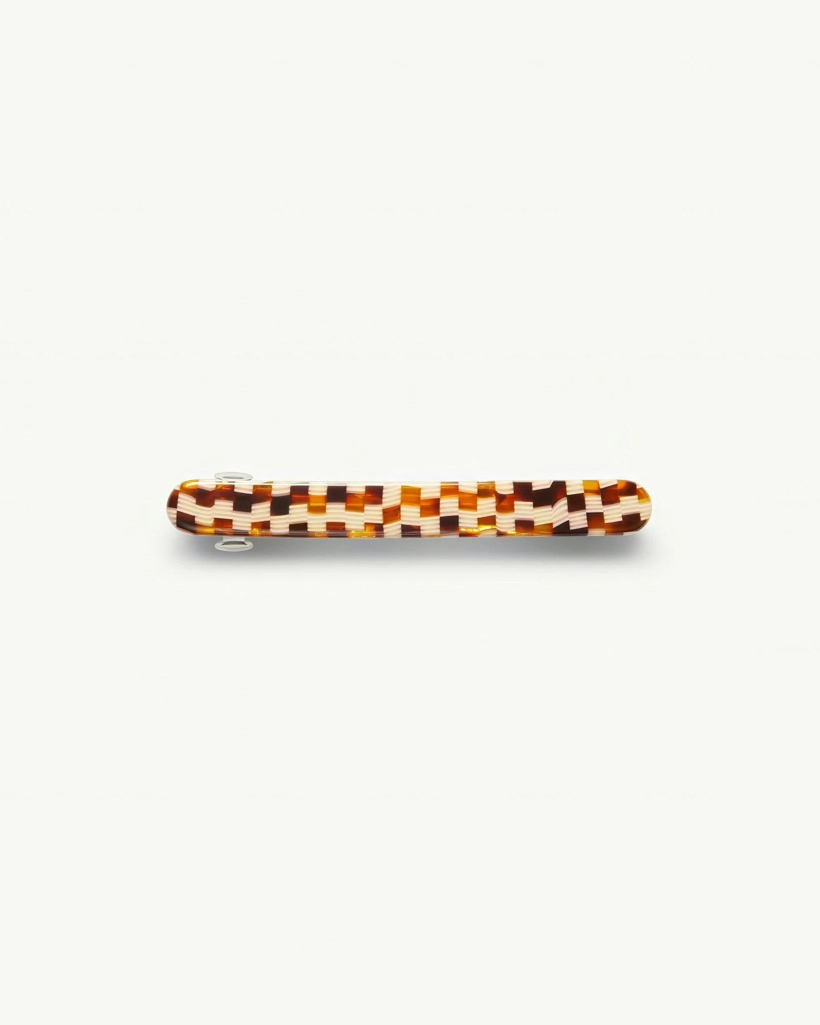 Midi Paris Barrette in Tortoise Checker - Image 3