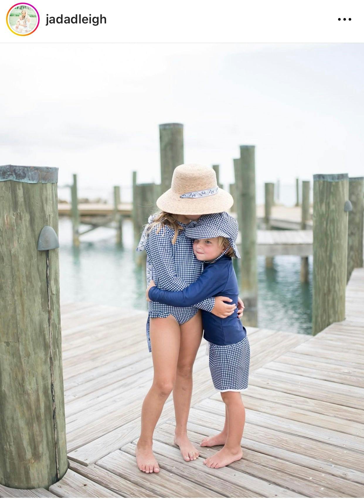 Mommy & Me Sun Hat Set - Wildflower & Palmetto - French Blue Grosgrain Ribbon - Image 8