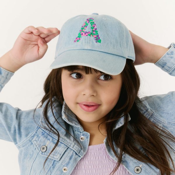 Monogram Floral Baseball Hat, Denim - Image 2