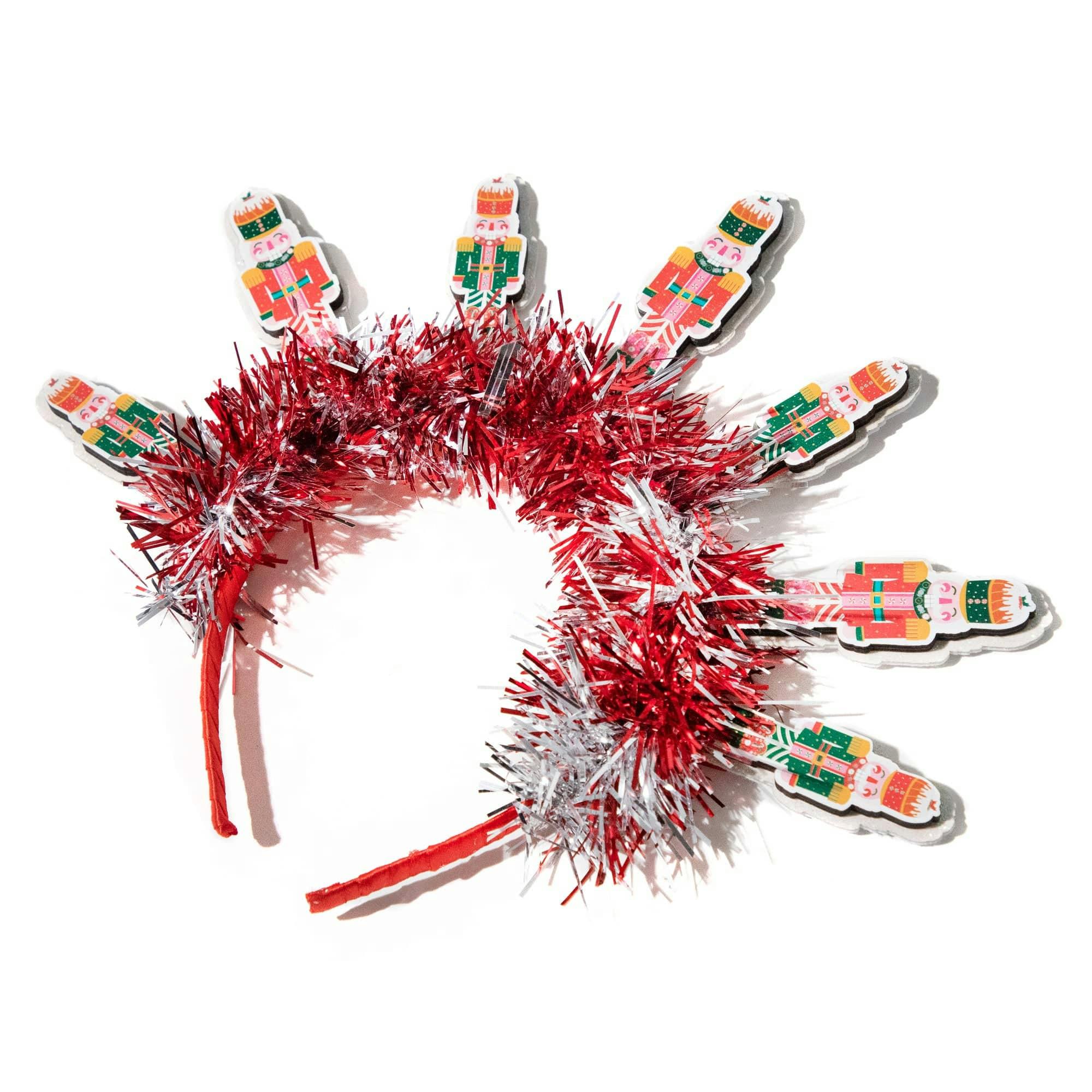 Packed Party Nutcracker Novelty Holiday Headband - Red Tinsel Headband with Mini Nutcrackers for Christmas Parties and Holiday Celebrations, One Size Fits All - Image 6