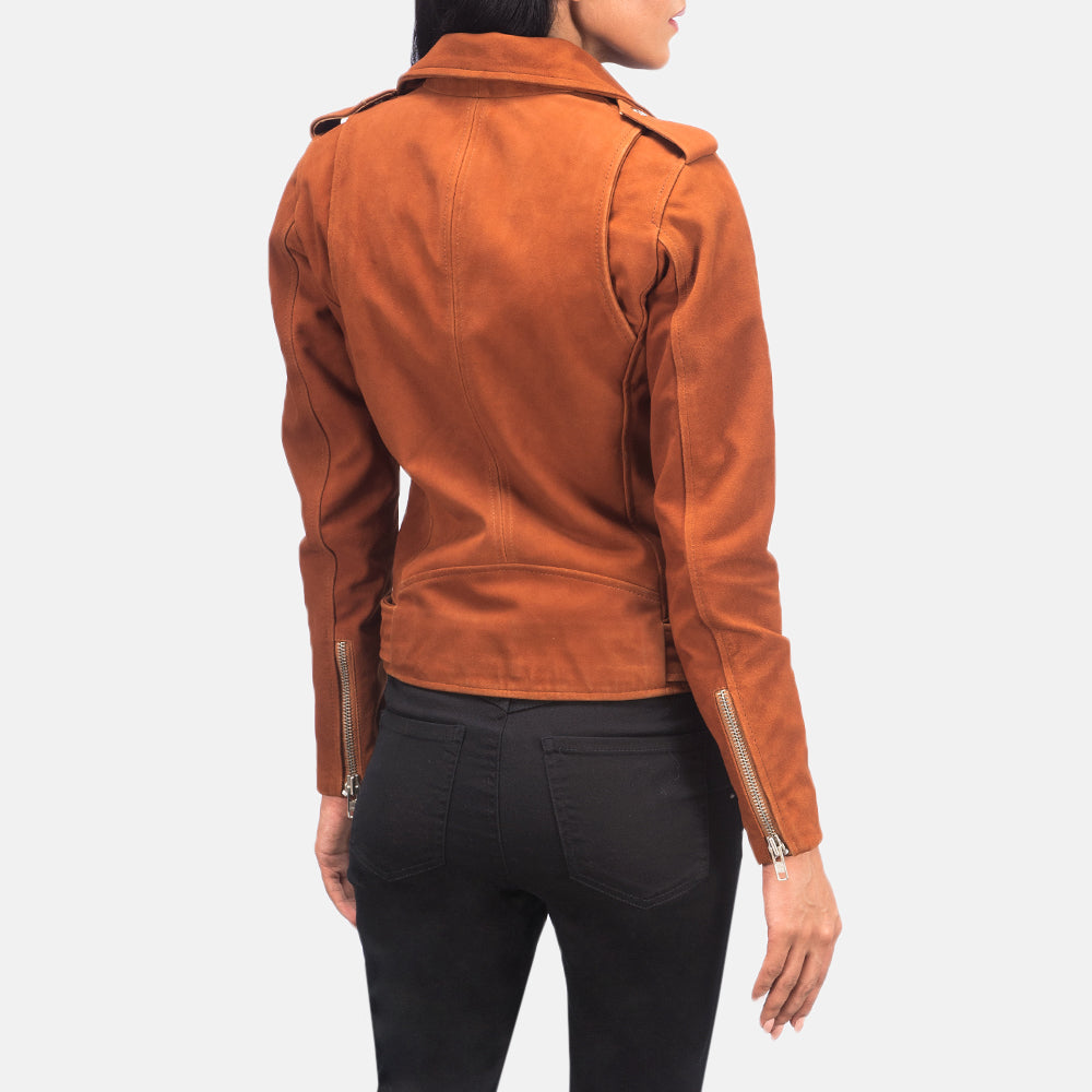 Alison Brown Suede Biker Jacket - Image 5