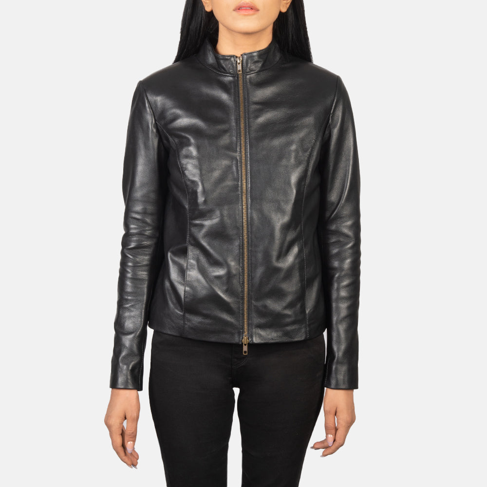 Rumella Black Leather Biker Jacket - Image 4
