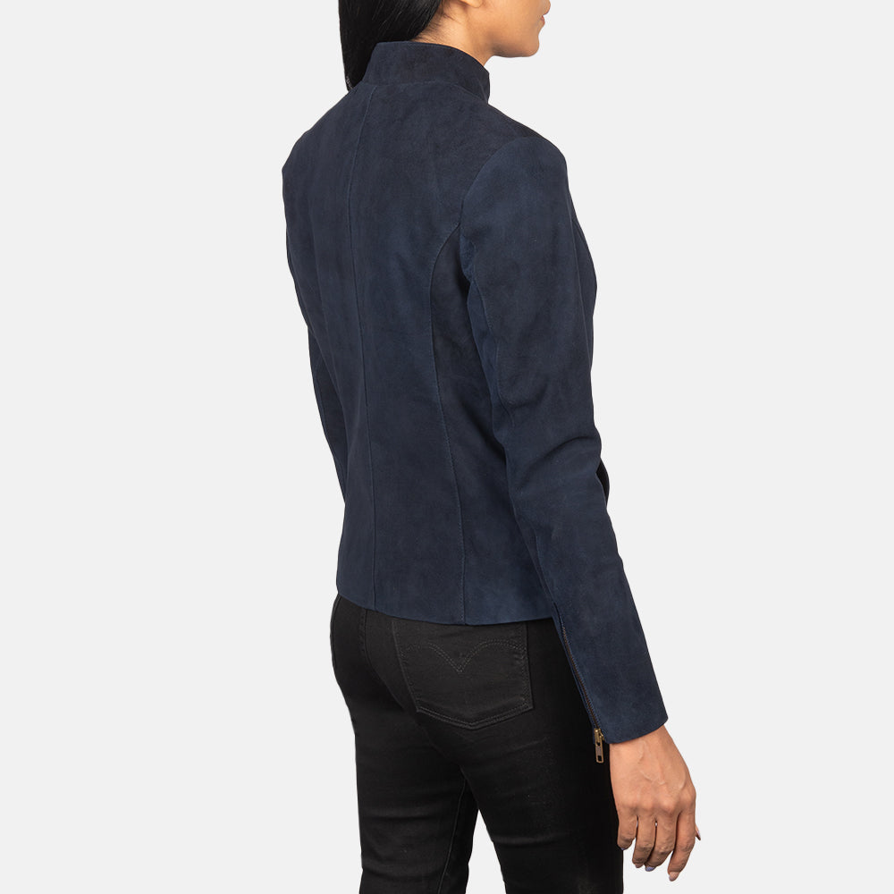 Rumella Blue Suede Biker Jacket - Image 5