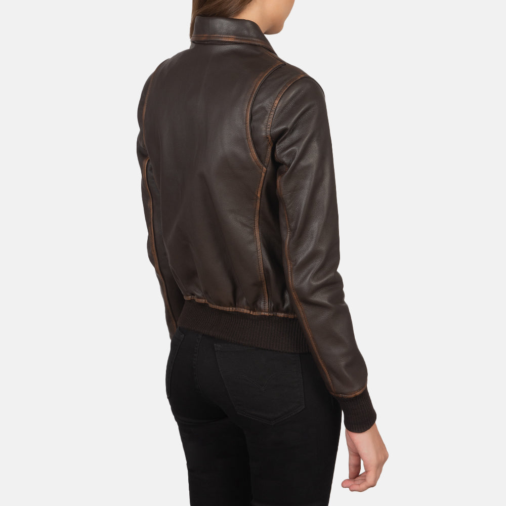 Westa A-2 Brown Leather Bomber Jacket - Image 6
