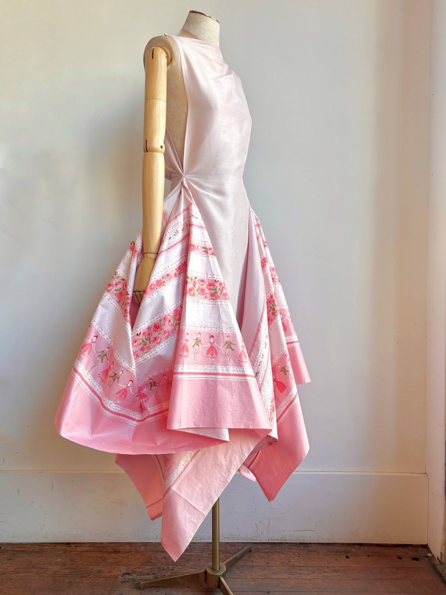 Zero-Waste Dress in Printed Dancing Couple & Ballet Slipper Pink - Image 2