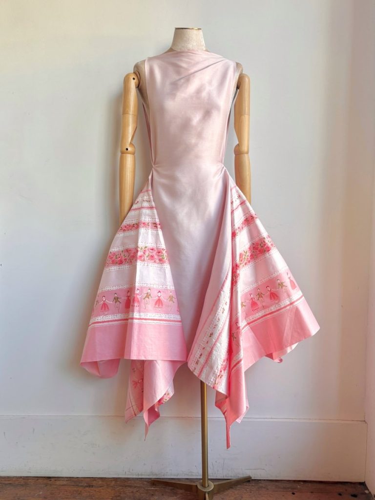 Zero-Waste Dress in Printed Dancing Couple & Ballet Slipper Pink