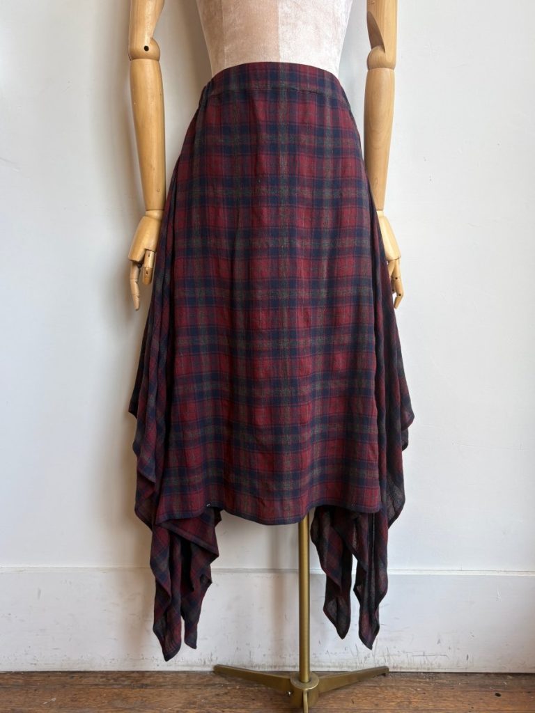 Zero-Waste Skirt in Red, Blue, and Grey Plaid