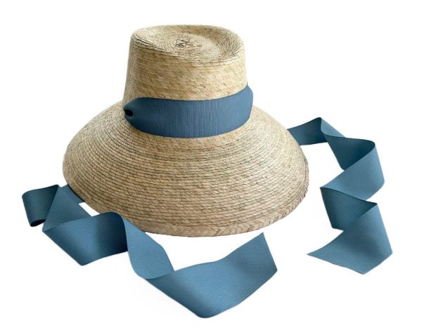 Wildflower Sun Hat - French Blue Long Grosgrain Ribbon - Image 1