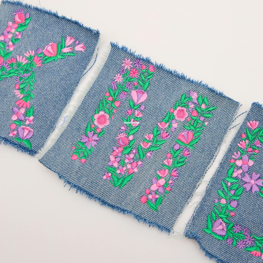 Monogram Floral Baseball Hat, Denim