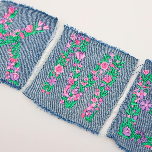 Monogram Floral Baseball Hat, Denim - Image 3