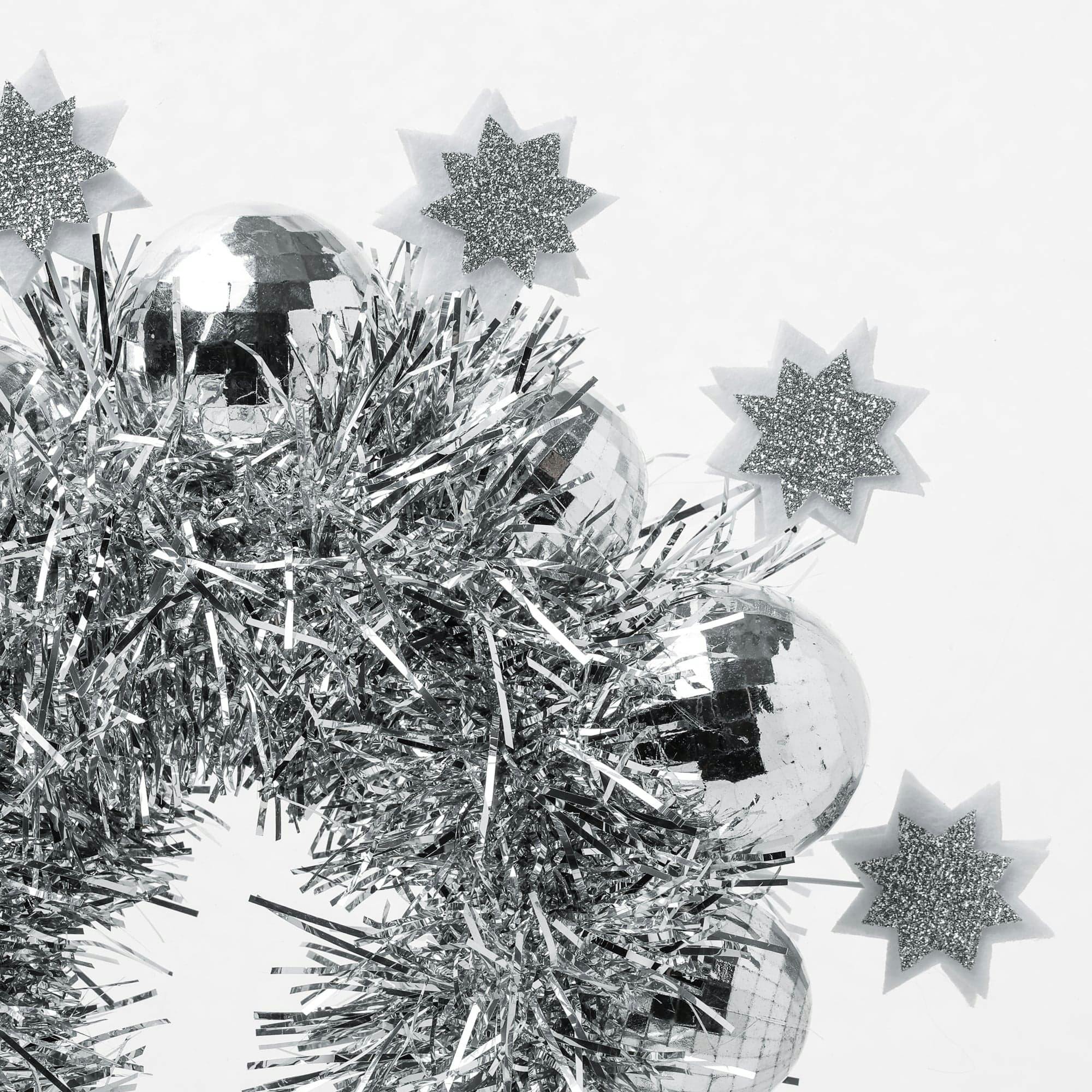 Packed Party Disco Ball Novelty Headband - Silver Tinsel Satin Headband with Multi-Size Disco Balls and Silver Glitter Stars, One Size Fits All - Image 11