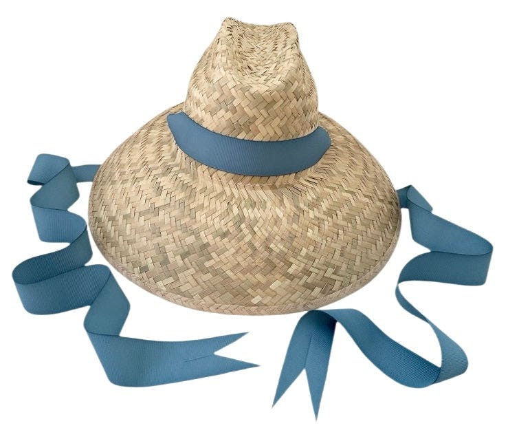 Begonia Sun Hat - Long French Blue Grosgrain Ribbon