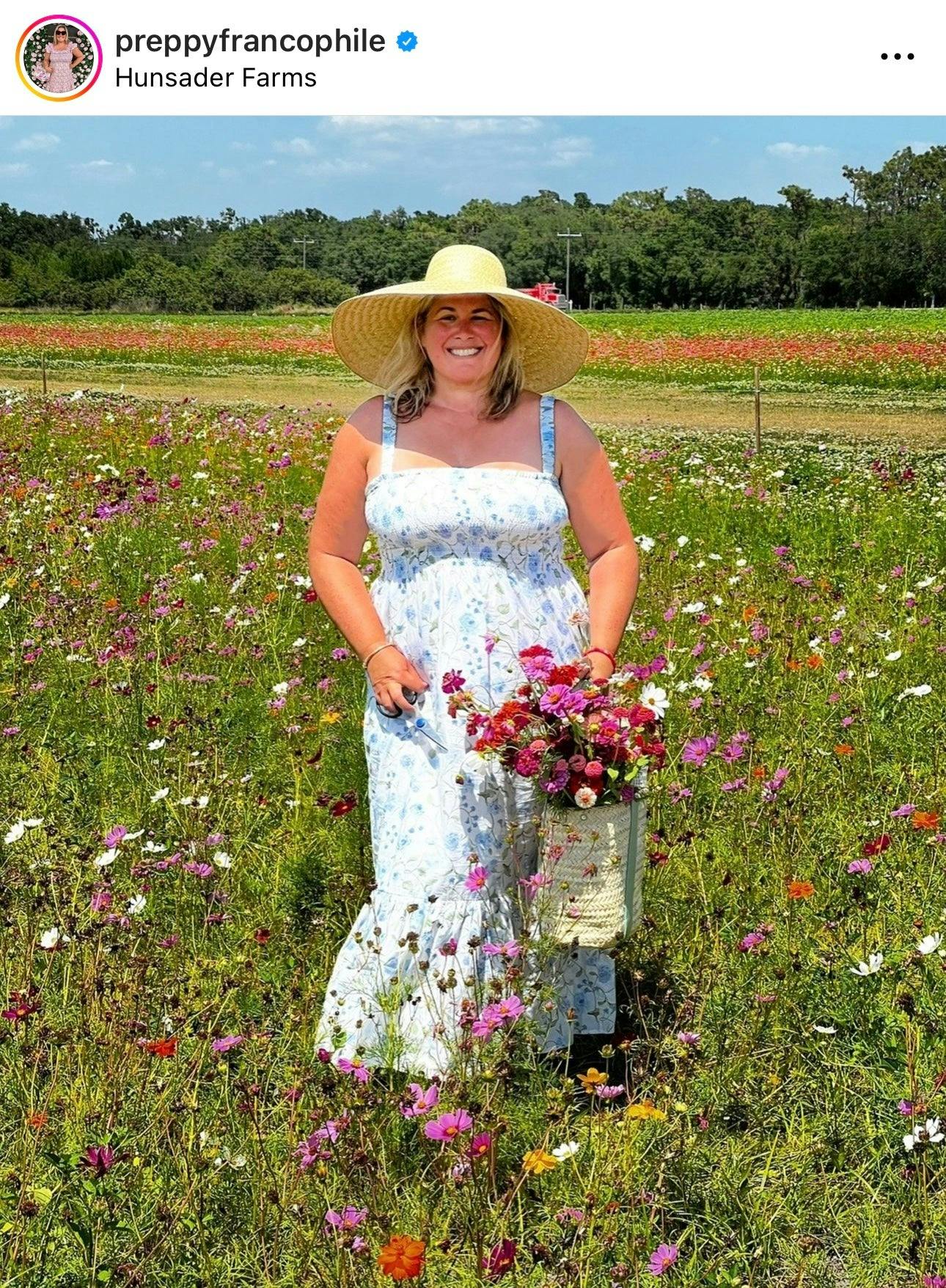 Geranium Sun Hat - Short & Wide French Blue Grosgrain Ribbon - Image 7