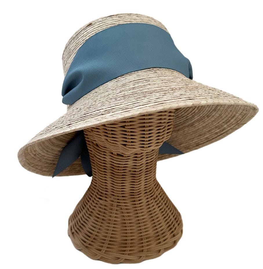 Clematis Bucket Hat - French Blue Wide & Short Grosgrain Ribbon