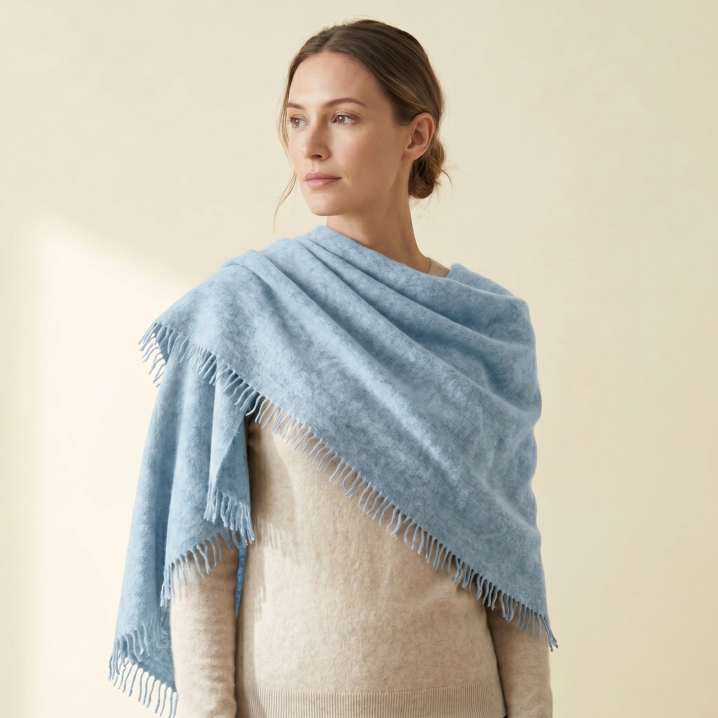 Felted Cashmere Travel Wrap - Handknit 28x84