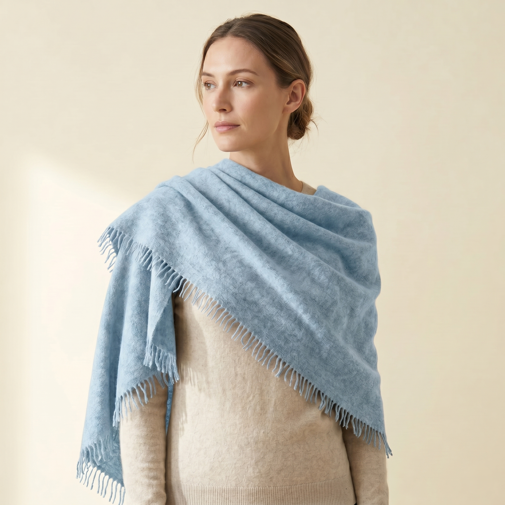 Felted Cashmere Travel Wrap - Handknit 28x84 - Image 1