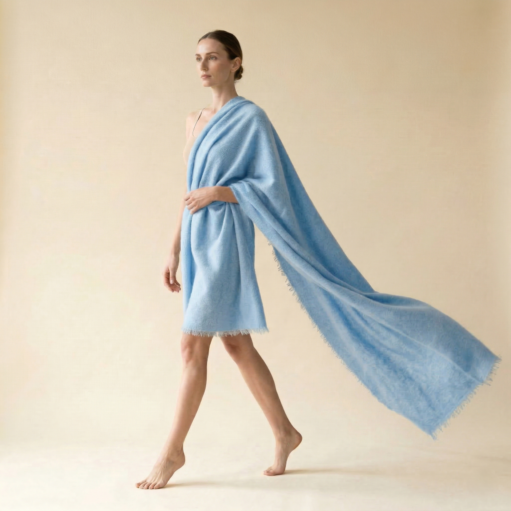 Felted Cashmere Travel Wrap - Handknit 28x84
