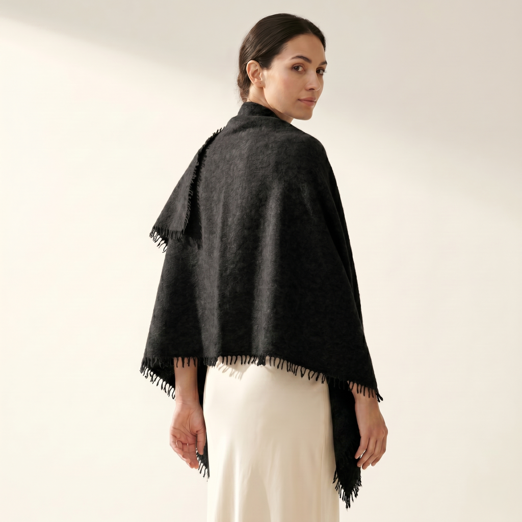 Felted Cashmere Travel Wrap - Handknit 28x84