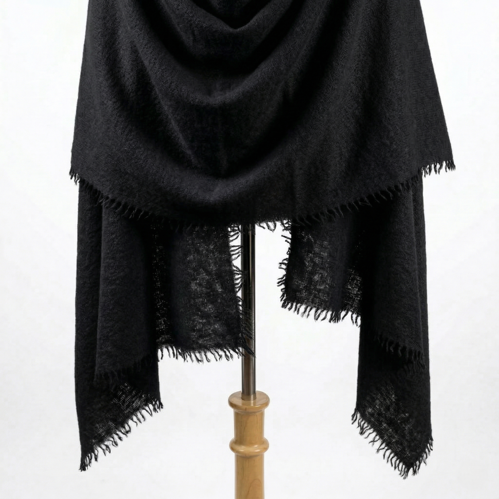 Felted Cashmere Travel Wrap - Handknit 28x84