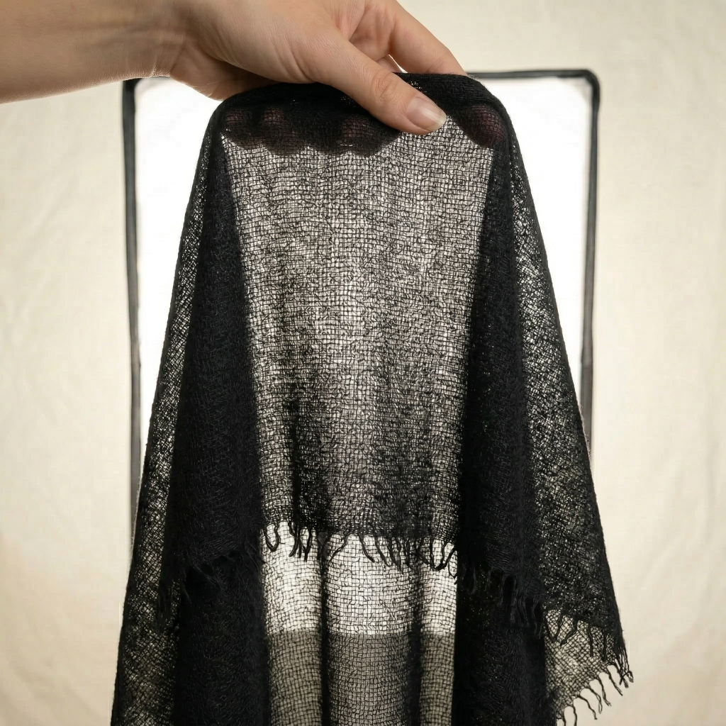Felted Cashmere Travel Wrap - Handknit 28x84
