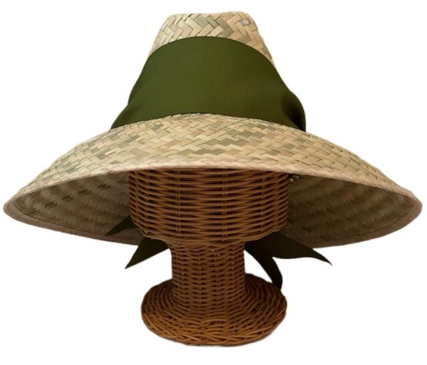 Begonia Sun Hat - Olive Green Wide & Short Grosgrain Ribbon - Image 1