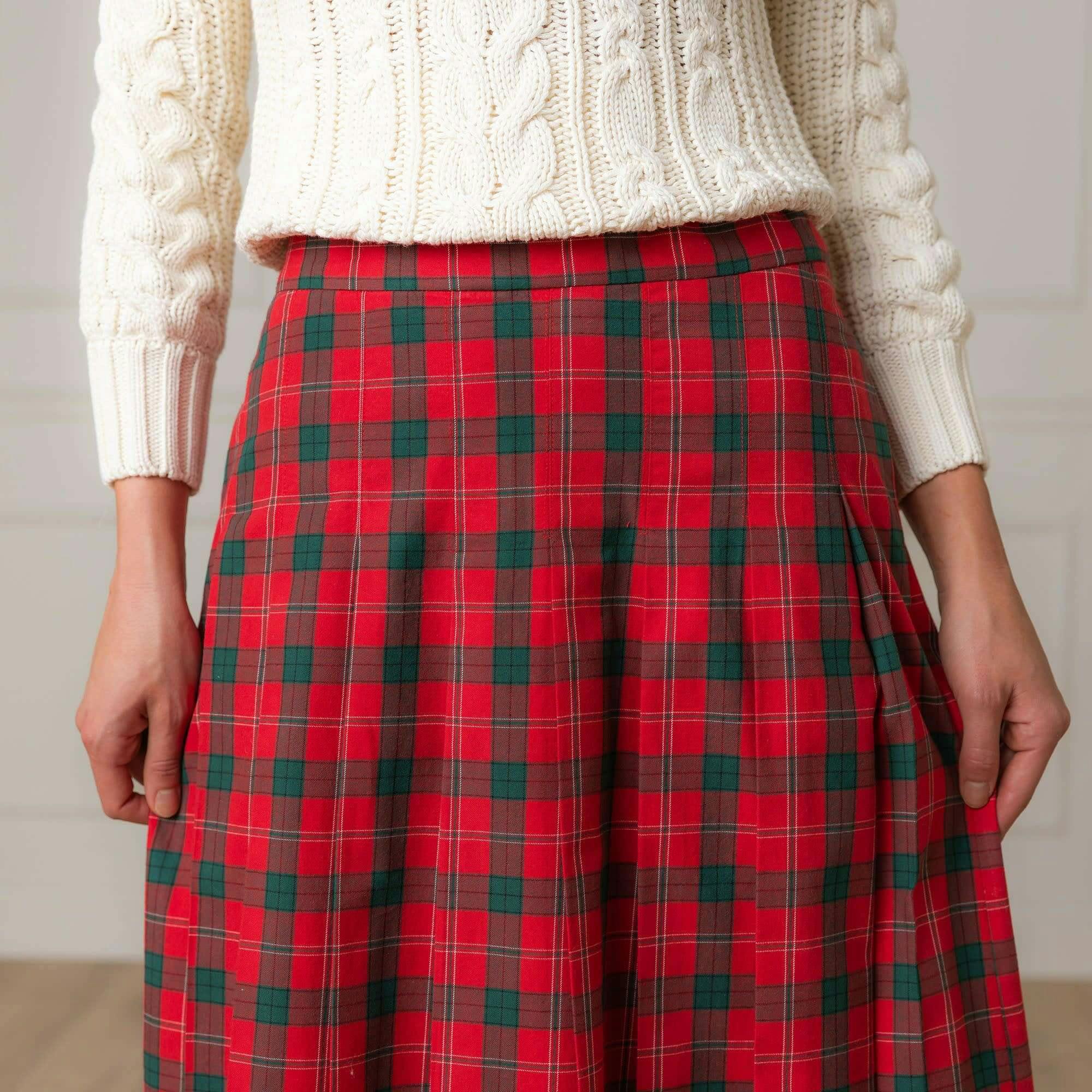 Organic Pleated Midi Skirt, Red - Image 3