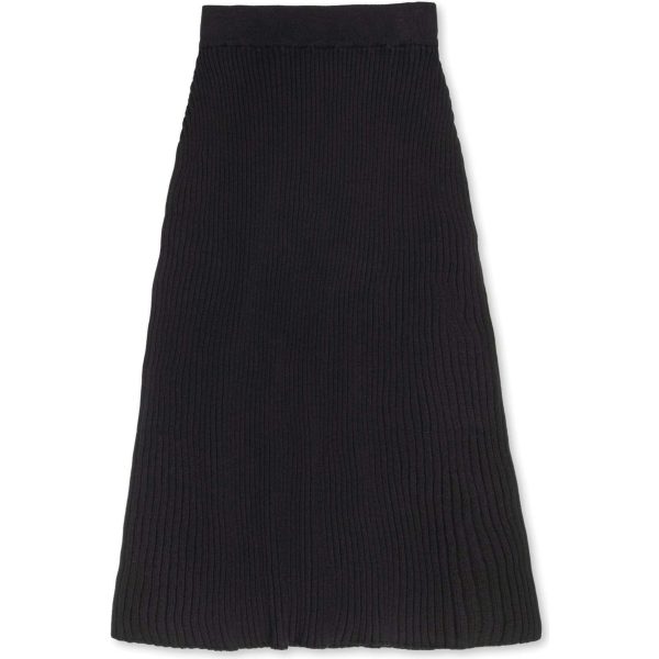 Organic Rib Knit Sweater Midi Skirt, Black - Image 1
