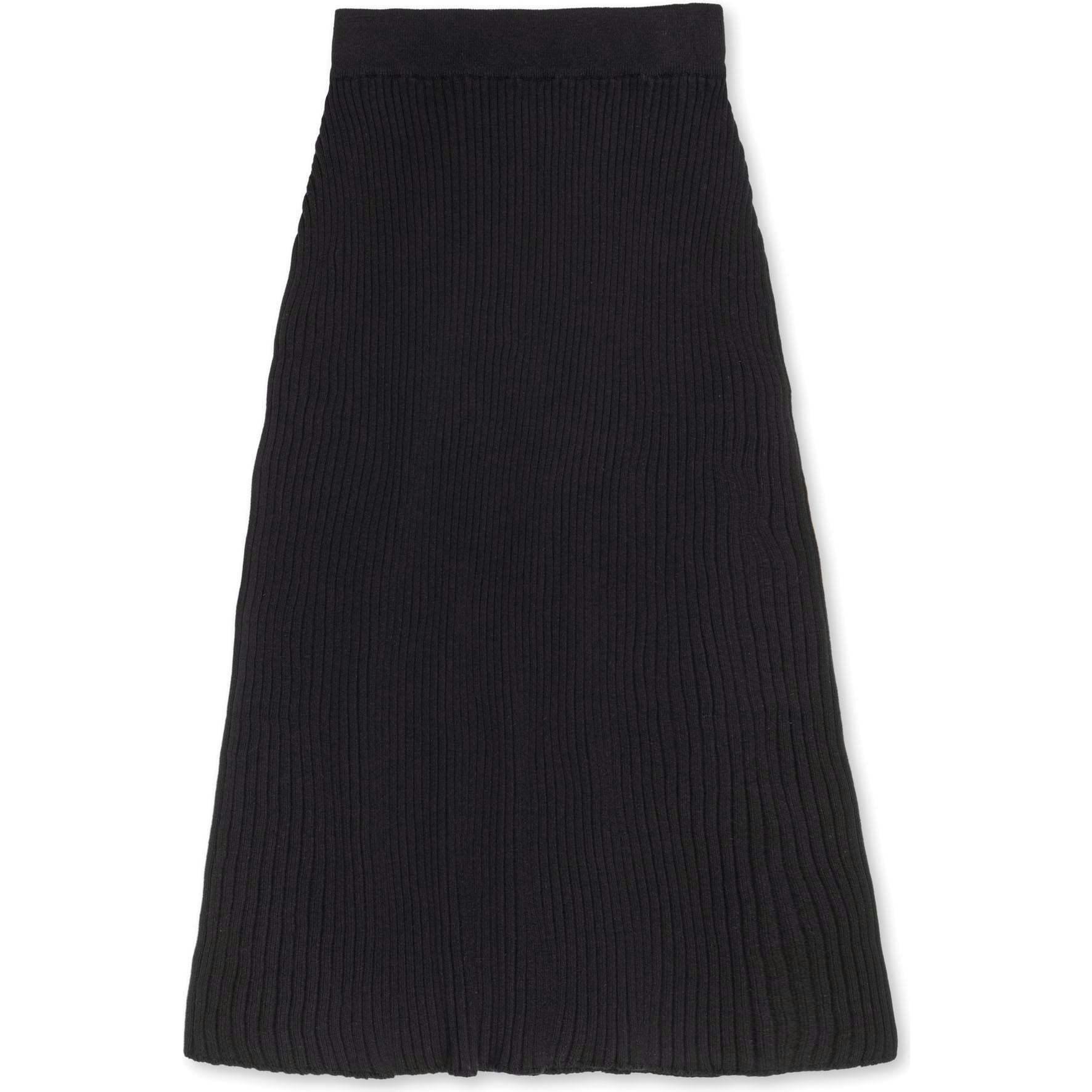 Organic Rib Knit Sweater Midi Skirt, Black - Image 1