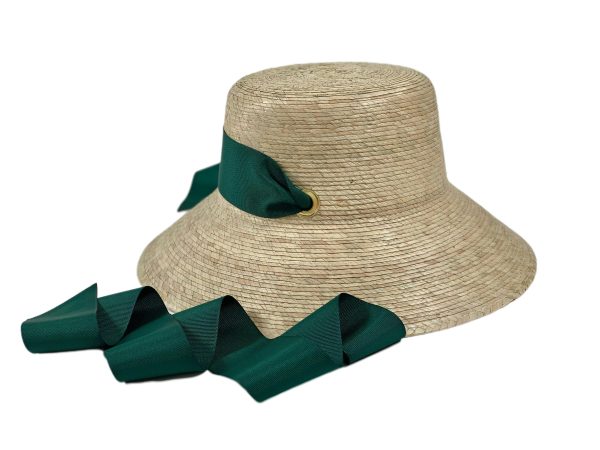 Clematis Bucket Hat - Masters Green Long Grosgrain Ribbon - Image 1