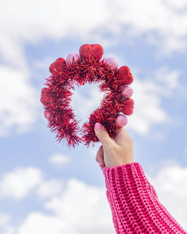 Packed Party Party Heart-y Valentine Novelty Headband - Red Glitter Hearts and Pink Glitter Balls Tinsel Headband for Valentine's Day and Galentine's, One Size - Image 5