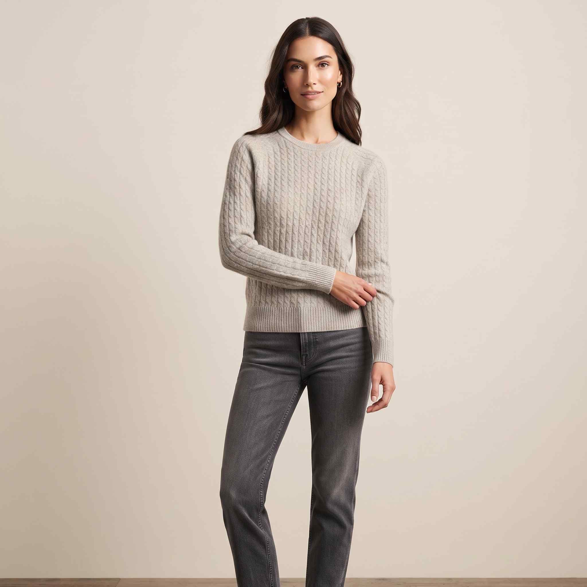 Women's Undyed Cashmere Cable-Knit Sweater - Grace - Image 1
