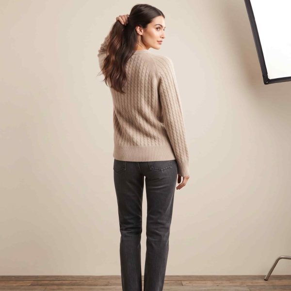 Women's Undyed Cashmere Cable-Knit Sweater - Grace - Image 24