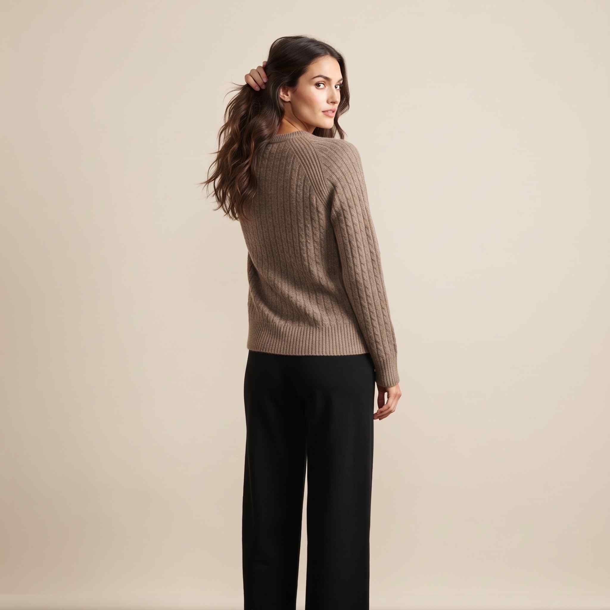 Women's Undyed Cashmere Cable-Knit Sweater - Grace - Image 35