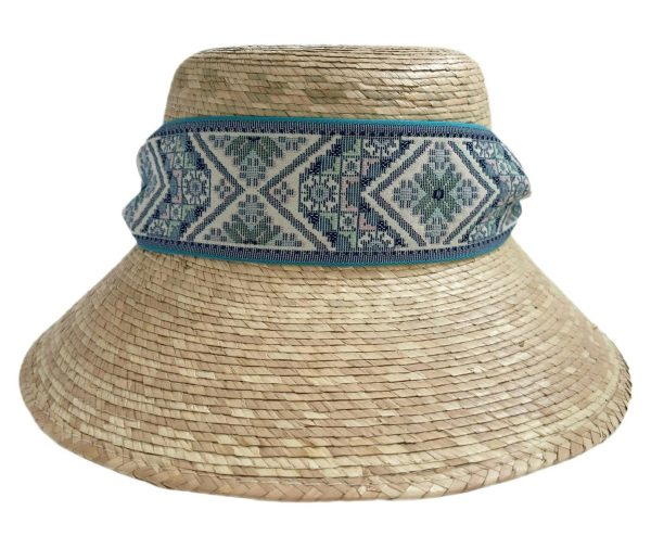 Clematis Bucket Hat - Vintage Blue Azure Tapestry Short Ribbon - Image 1