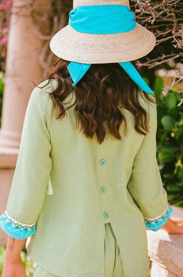 Clematis Bucket Hat - Masters Green Long Grosgrain Ribbon - Image 9