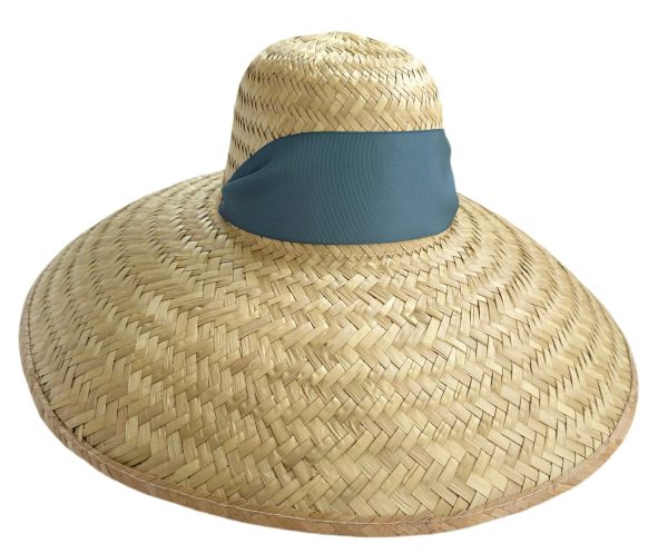 Geranium Sun Hat - Short & Wide French Blue Grosgrain Ribbon - Image 1