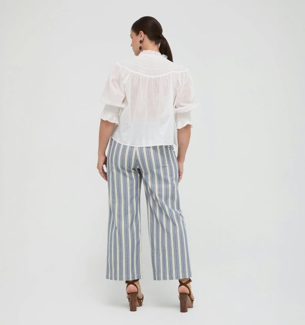 The Mindy Pant -  Coln Ticking Stripe Dusty Blue - Image 3
