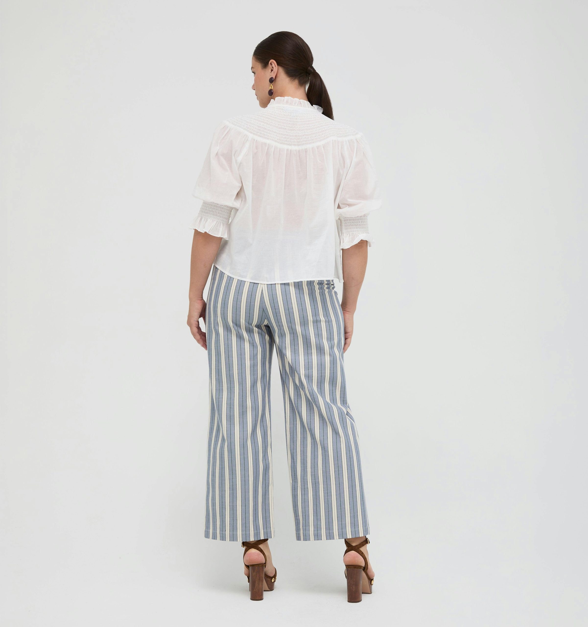 The Mindy Pant -  Coln Ticking Stripe Dusty Blue - Image 3
