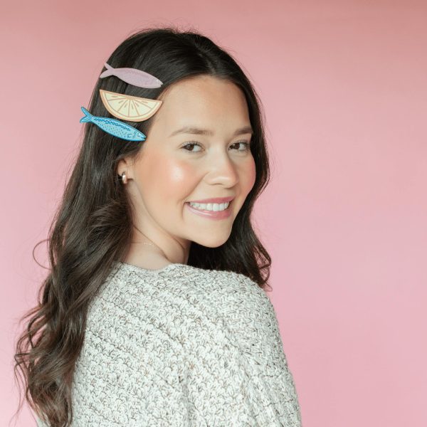 Lemon and Sardines Vegan Leather Hair Clip Set - Image 6